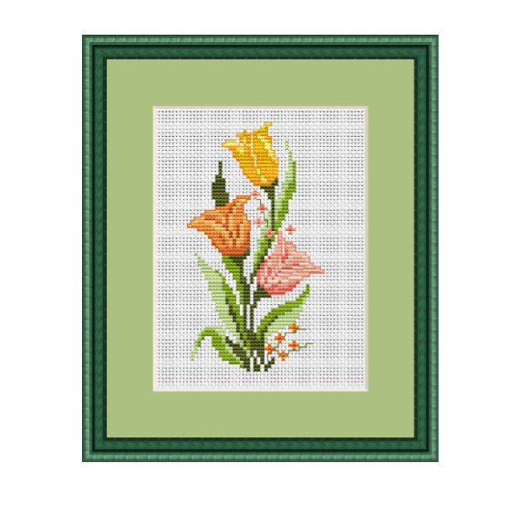 Bouquet Of Tulips Cross Stitch Pattern