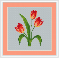 Flowers Cross Stitch. Tulips Cross Stitch Kit. Modern Cross Stitch Pattern.