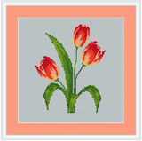 Flowers Cross Stitch. Tulips Cross Stitch Kit. Modern Cross Stitch Pattern.