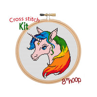 Funny Unicorn Cross Stitch Kit. Modern Cross Stitch Pattern.