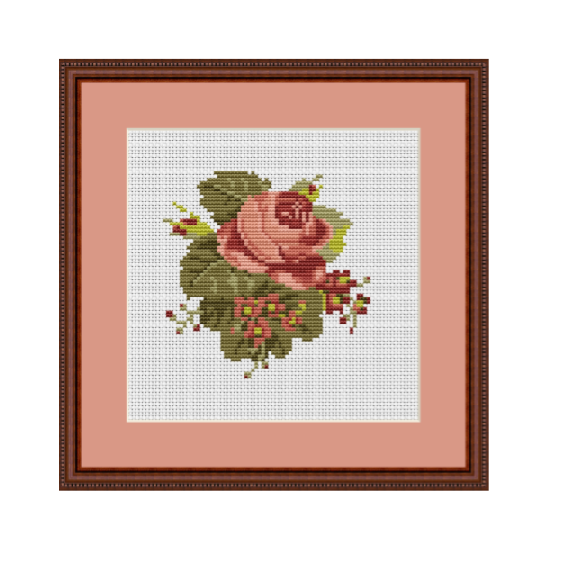 Rustic Victorian Rose Cross Stitch Pattern.
