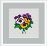 Violas Cross Stitch Kit. Viola Embroidery Kit.