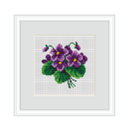 Violets Cross Stitch Pattern.