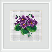 Spring Flowers Cross Stitch Kit. Violets Embroidery Kit.