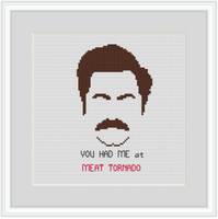 You Had Me At Meat Tornado. Ron Swanson Quotes Kit. Funny Saying Cross Stitch. Modern Cross Stitch.
