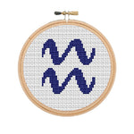 Aquarius Zodiac Sign Cross Stitch Pattern.