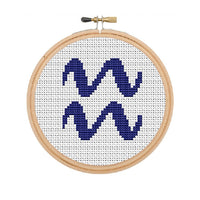 Aquarius Zodiac Sign Cross Stitch Pattern.
