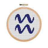 Aquarius Zodiac Sign Cross Stitch Pattern.