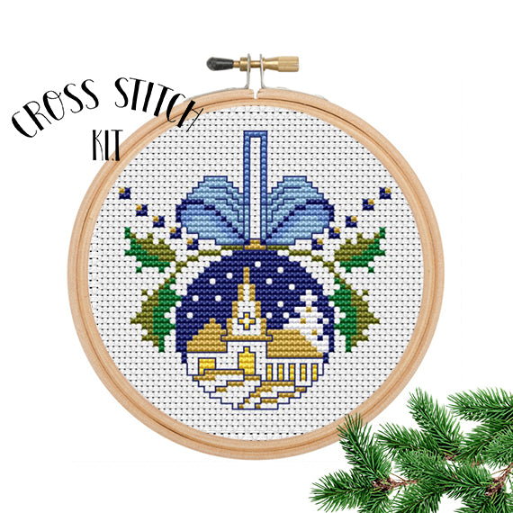 Church Christmas Ornament Cross Stitch Kit