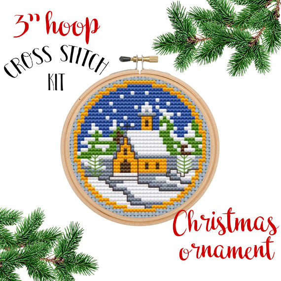 Christmas Ornament Church Cross Stitch Kit