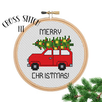 Cross Stitch Kit Christmas. Merry Christmas Car Cross Stitch.