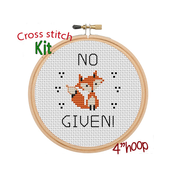 No Fox Given. Funny Saying Cross Stitch Kit. Modern Cross Stitch.