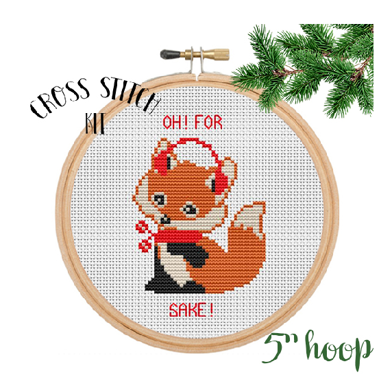Funny Christmas Fox Embroidery Kit. Fox Cross Stitch Kit – Funny Cross  Stitch