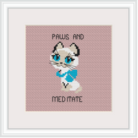 Paws And Meditate Cross Stitch Kit