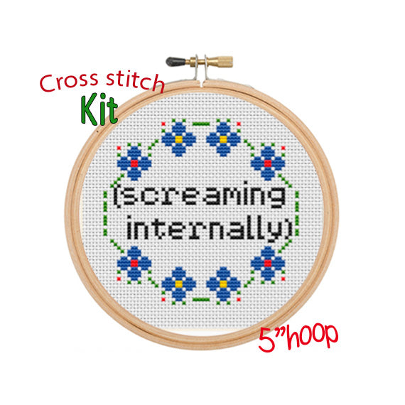 Screaming Internally Starter Cross Stitch For Beginners. Adult