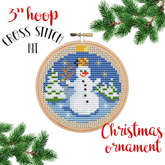 Christmas Snowman Ornament Cross Stitch Kit