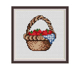Strawberry Basket Counted Cross Stitch Pattern.