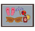 Summer Vacation Cross Stitch Pattern. PDF Pattern.