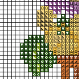 Napkin Cross Stitch Chart. Violets In The Pot Cross Stitch Pattern.